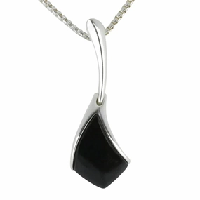 Sterling Silver Whitby Jet Curved Tapered Drop Necklace