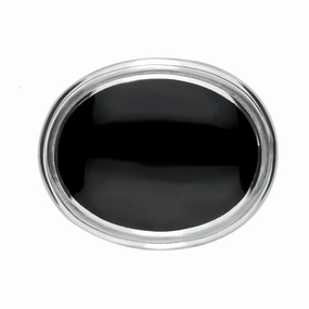 Sterling Silver Whitby Jet Framed Oval Brooch