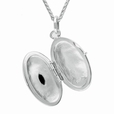 Sterling Silver Whitby Jet Oval Locket
