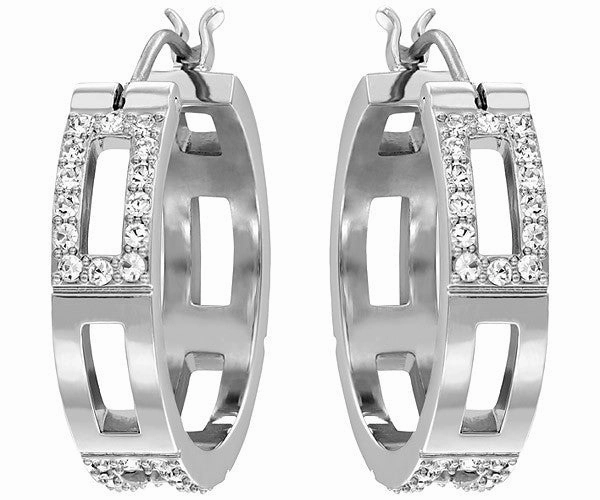 Swarovski Earrings Cubist Hoop Pierced Rhodium