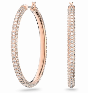 Swarovski Rose Gold Tone Plated White Crystal Hoop Earrings