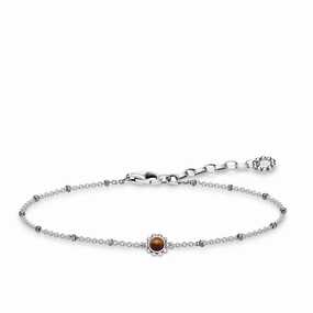 Thomas Sabo Glam And Soul Sterling Silver Tigers Eye Ethnic Brown Bracelet D