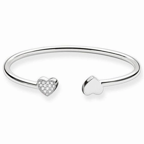 Thomas Sabo Glam And Soul Sterling Silver White Zirconia Heart Bangle Large