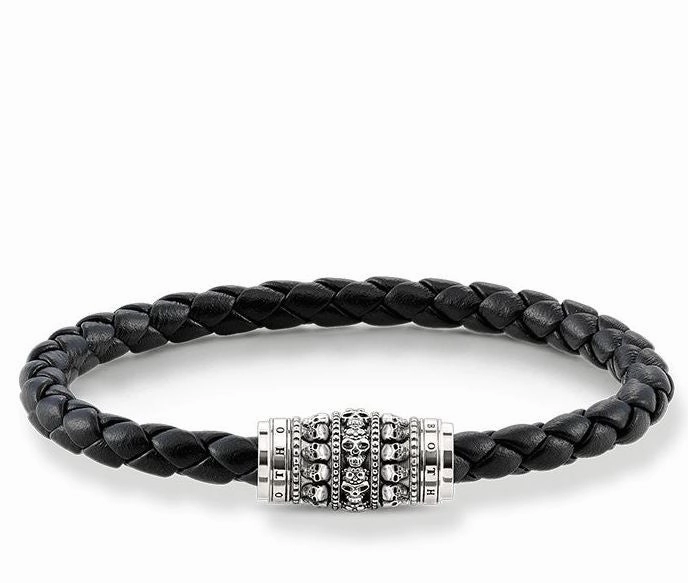 Thomas Sabo Rebel At Heart Sterling Silver Leather Skulls Bracelet
