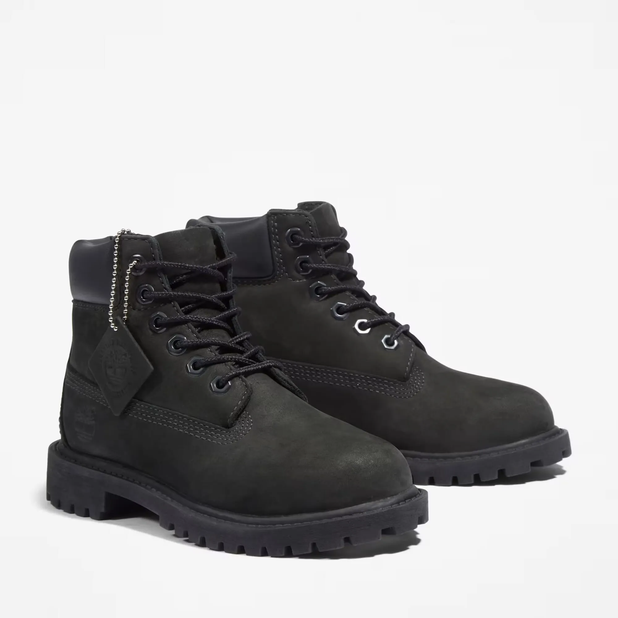 Timberland Premium 6 Inch Waterproof Boot Black Nubuck  TB-012707-001 Pre-School