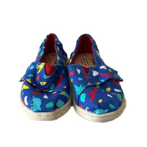 Tom's Boys Blue Dinosaurs Shoes