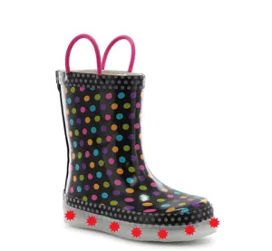 Washington Shoe Diva Dot Multi LED Rain Boots  Light-Up Fun for Rainy Days