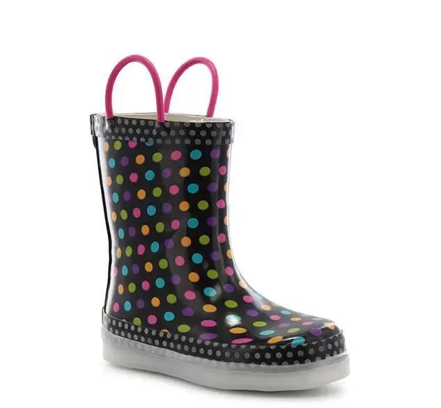 Washington Shoe Diva Dot Multi LED Rain Boots  Light-Up Fun for Rainy Days